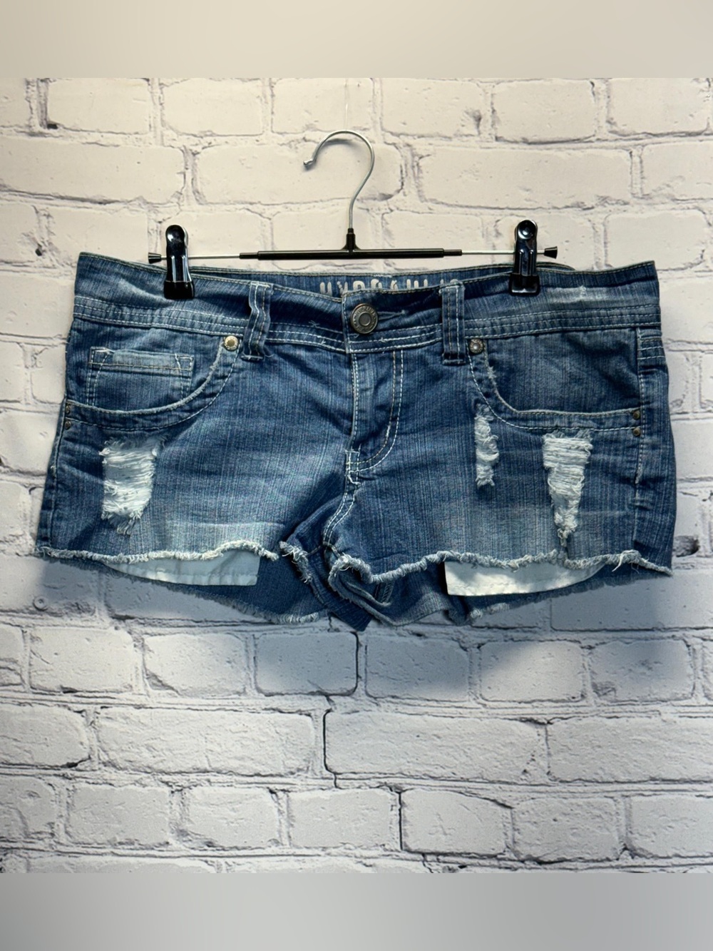 Hydraulic Jean Shorts Womens 11/12 Blue Denim Distressed Low Rise